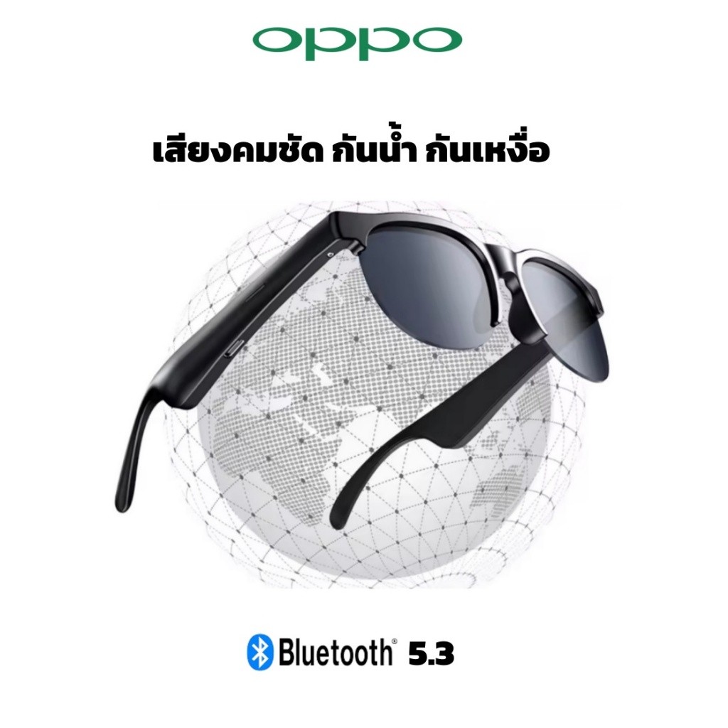แว่นตา แบตเตอรี่ใช้งานยาวนานตลอดวัน หูฟังแว่นตากันแดด 2-in-1 HiFi เสียงที่มีคุณภาพสูง,oppoSmart Audio Glasses