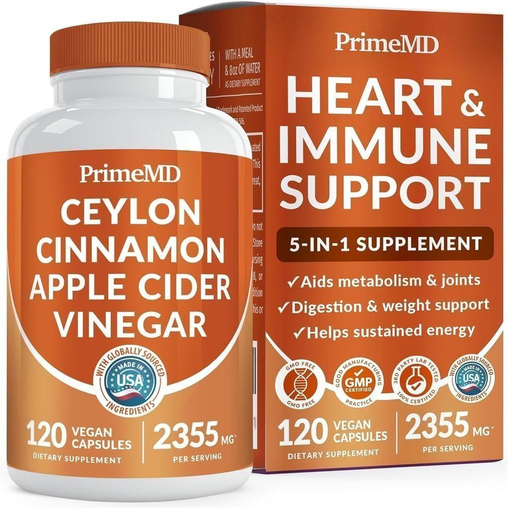 5-in-1 Ceylon Cinnamon Capsules 2355mg - Ceylon Cinnamon and Apple Cider Vinegar with Turmerine, 120