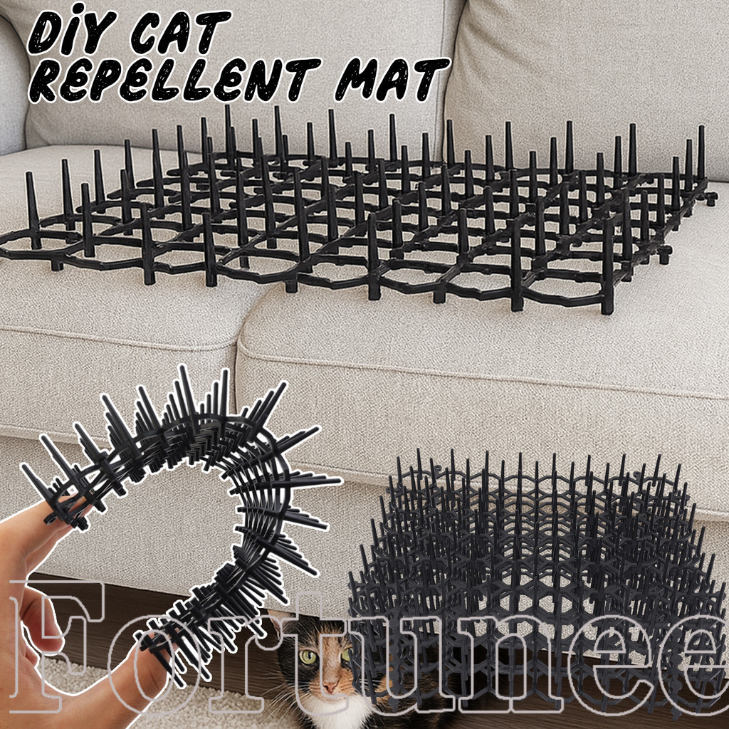 [Fortunee]Easy Assembled Indoor Outdoor Cat Repellent Mat - Spliceable PP Prckle Strips Net Spike Pa