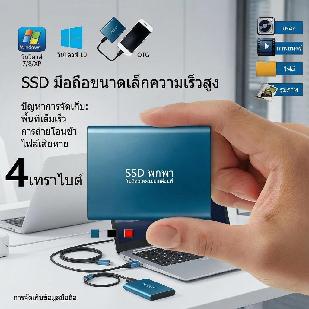 ฮาร์ดไดรฟ์มือถือแบบพกพา, ความเร็วสูง, 4TB / 2TB / 1TB, TypeC, USB3.1, SSD, ไดรฟ์โซลิดสเตต, อุปกรณ์เก็บความจุขนาดใหญ่, เห