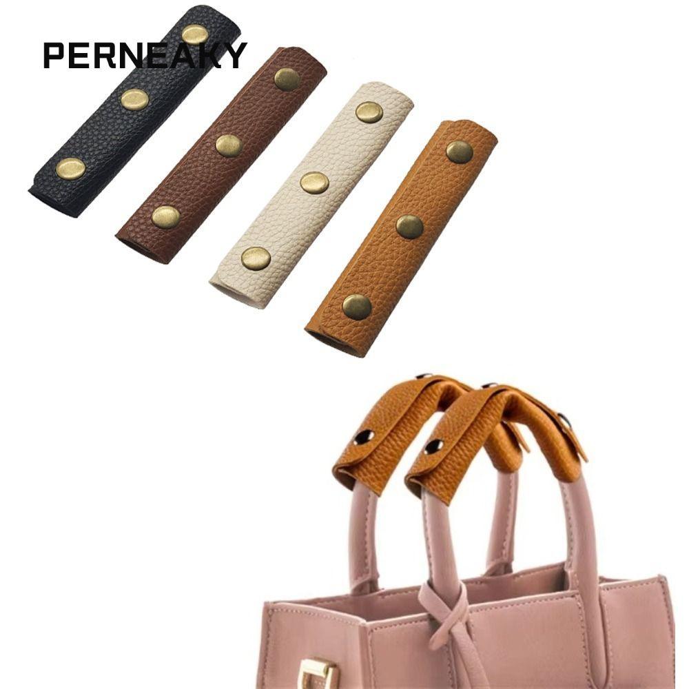 PERNEAKY ผ้าพันมือจับกระเป๋าเดินทาง ดีไซน์ป้องกันแรงกระแทก สีทึบ หนังPUนุ่มสำหรับปกคลุมมือจับ อุปกรณ์เสริมกระเป๋า