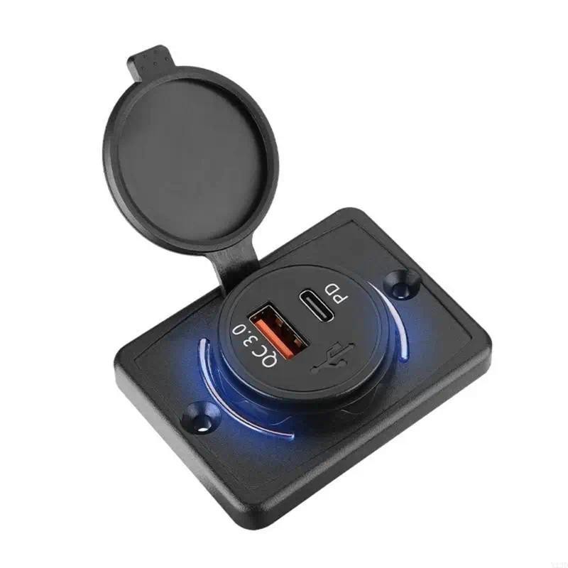 X13D USB Outlet แผง PD18W USB Type C Outlet 12V 24V สําหรับ Bus RVs เรือ Outlet แผง