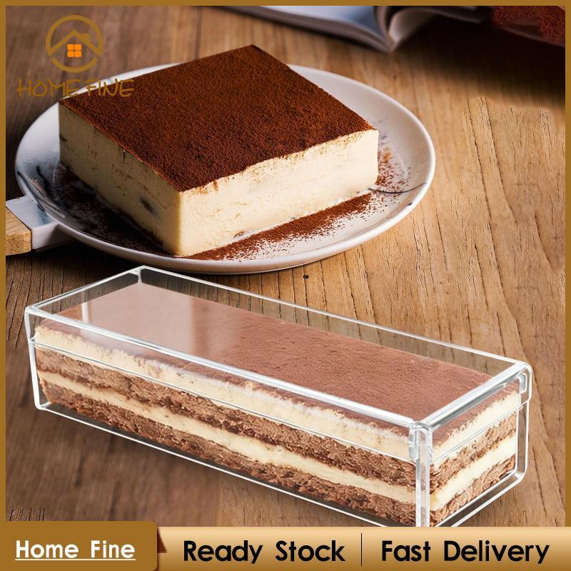 [Katarina_x] กล่องเค้ก Tiramisu สี่เหลี่ยมผืนผ้าแบบไม่ติดภาชนะอะคริลิคพร้อมฝาปิดผู้ให้บริการขนมสําหรับชุดตกแต่งขนม