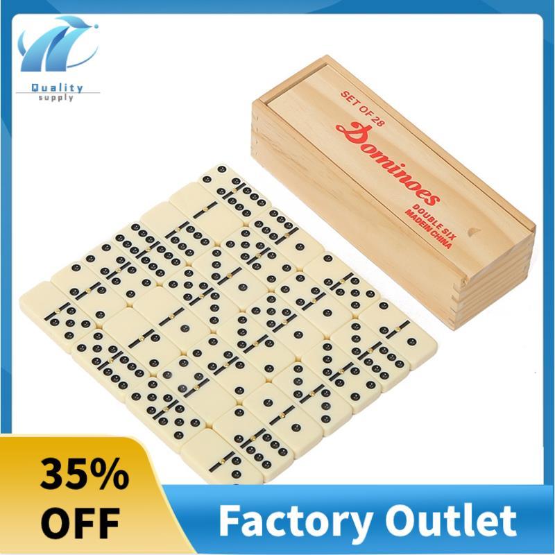 Superb Classical Double 6 Dominos Game Set 28 ชิ้น Dominoes Set สําหรับผู้ใหญ่พร้อมเคสไม้ 2-4 ผู้เล่