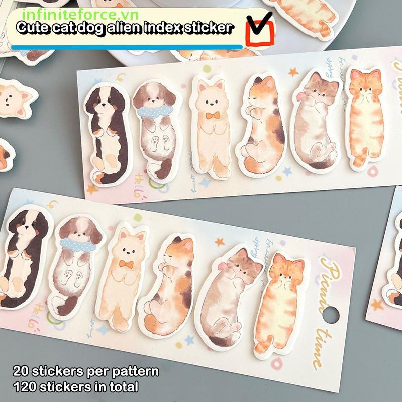 INVN 120 แผ่น/เซ็ตแมวน่ารักสุนัข Stiy Notes Index Tabs หน้าหนังสือเครื่องหมายสําหรับหน้าเครื่องหมายข