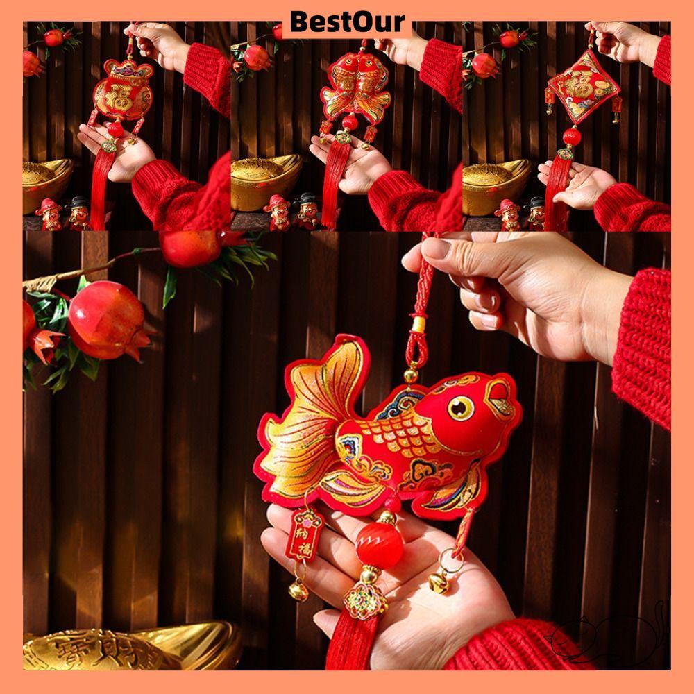 BESTOUR Fu Zi จี้,แขวนมังกรปีตกแต่งตรุษจีน, 2024 เทศกาลฤดูใบไม้ผลิแบบดั้งเดิม Lunar ปีประตู Flocking