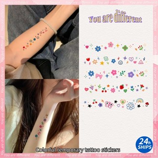 สติกเกอร์ลายดอกไม้สำหรับตกแต่งแขน ทนน้ำได้นานถึง 7 วัน สติกเ…