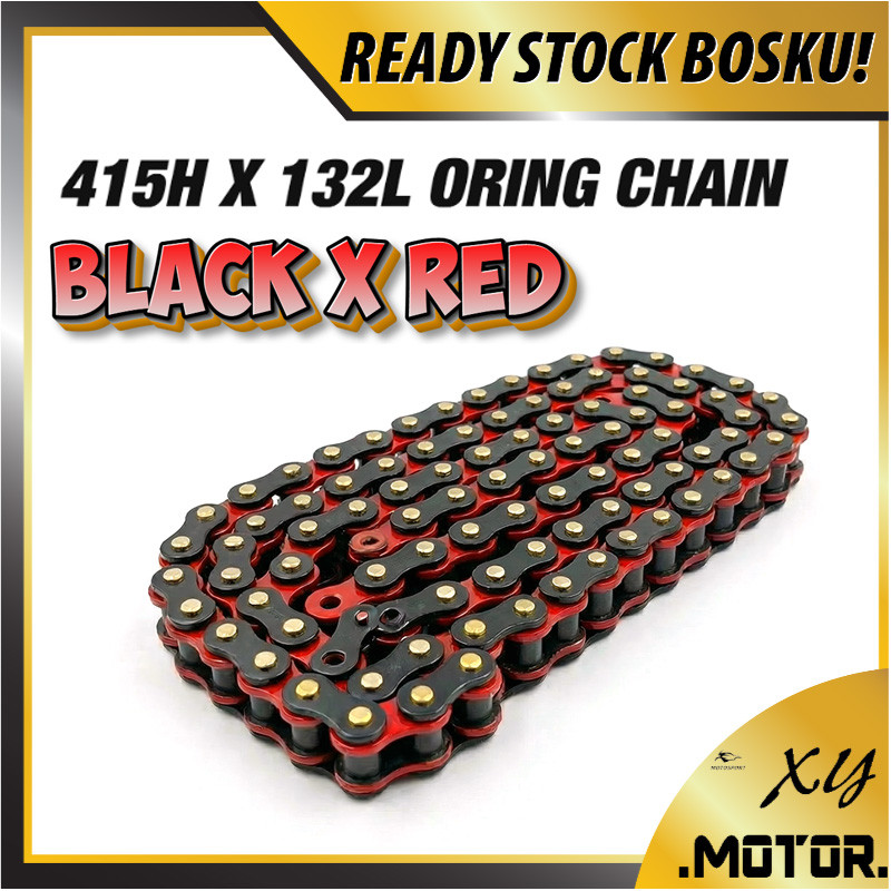 415 ORNING BLACK RED CHAIN RANTAI COLOUR O-RING CHAIN 415-132L COLOURFUL LC135 Y15 SRL CHAIN