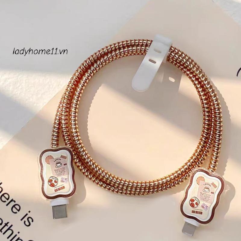 Lady Cute Coffee Charger Cable Protector สําหรับ 18/20W Origl Charger Cover Data Line Spiral Winder 