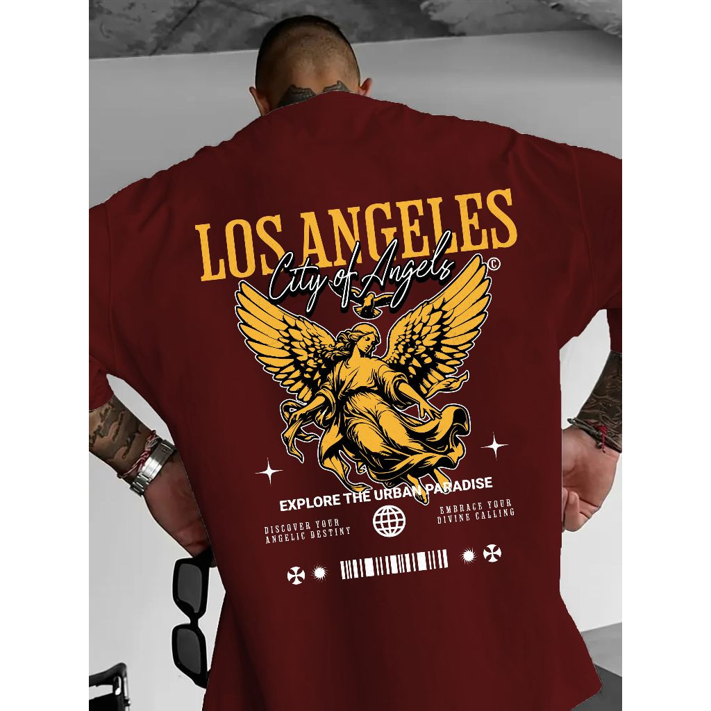 Angel Sculpture เสื้อยืดแขนสั้น ทำจากผ้าฝ้าย 100% เหมาะสำหรับการออกกำลังกายและเล่นกีฬา