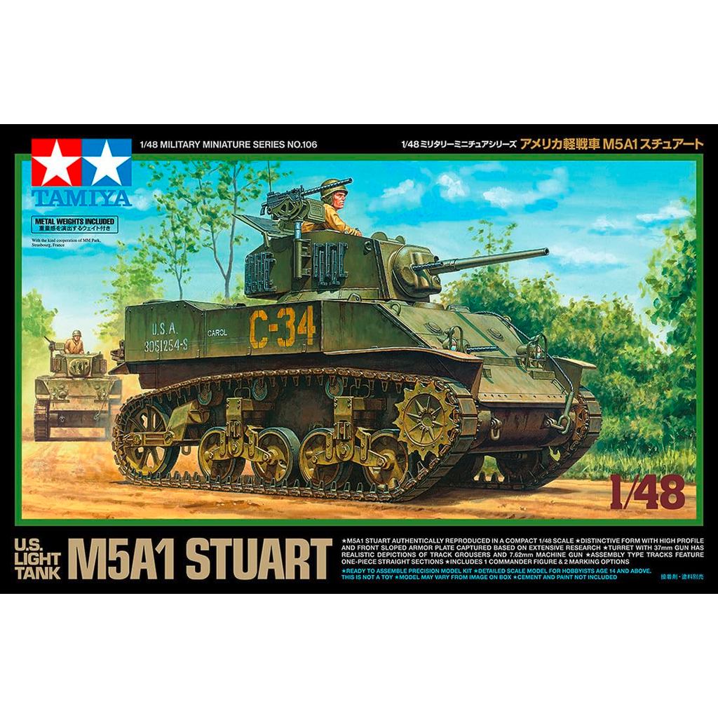 TAMIYA 148 Military Miniature Series No106 American Light Tank M5A1 Stuart พลาสติกรุ่น 32606 รถถัง