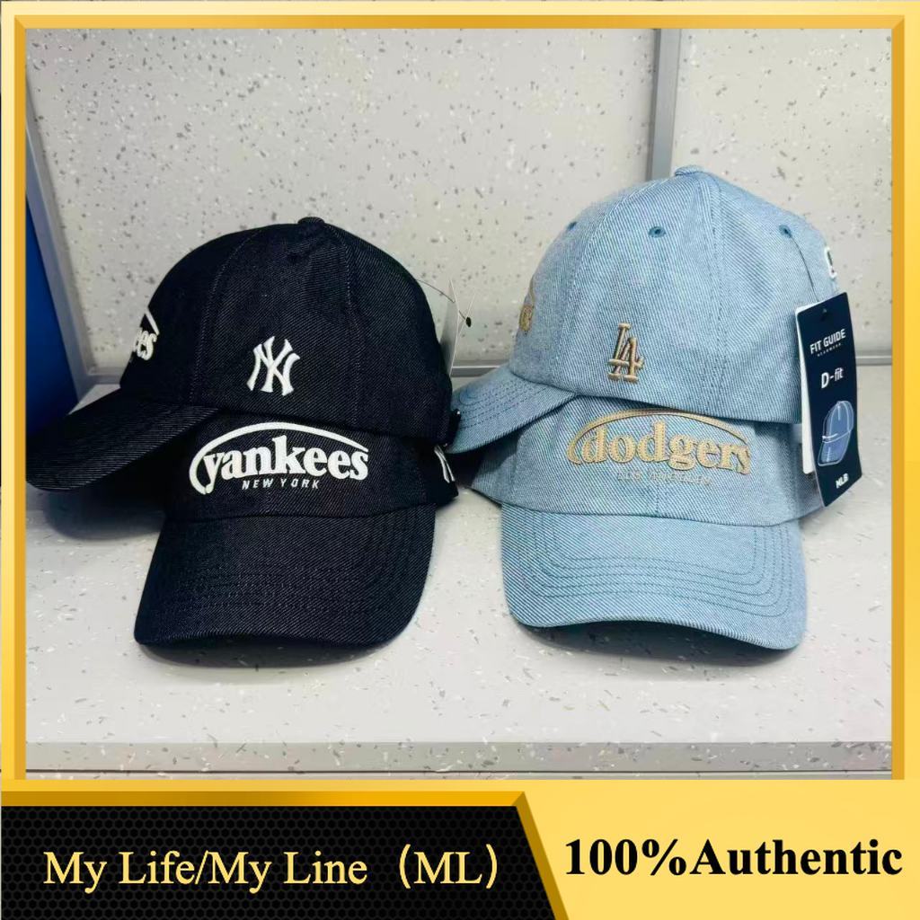 ML Kr Local Stock MLB Vintage Denim Curve Logo Unstructured Ball Cap LA Dodgers 3ACPV196N มีจําหน่าย