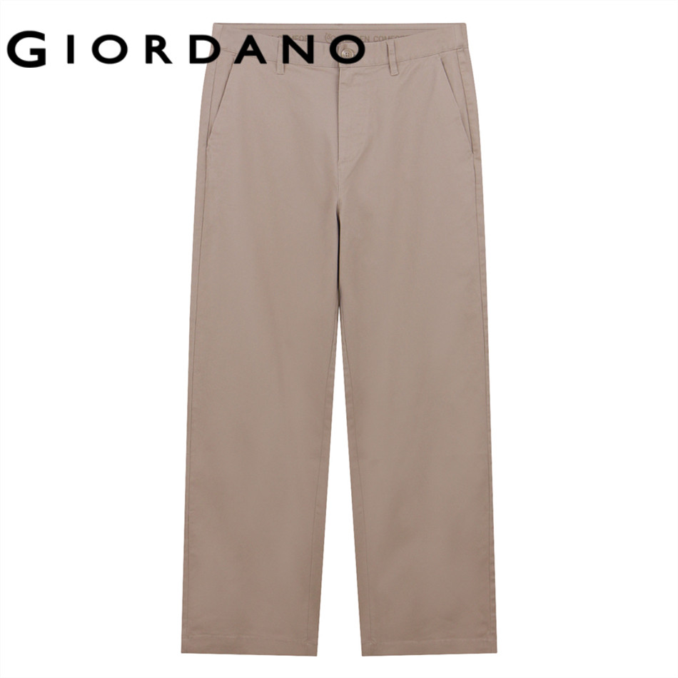 GIORDANO MEN Mens Hidden Comfort Stretched Relax Straight Khaki Pants 0 01115057