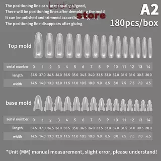 KTH 180 ชิ้น/กล่องแซนวิช Dual Nail Forms 15 ขนาด Extensions-Dual รูปแบบโลงศพอัลมอนด์เล็บรูปแบบ Salon Nail Art เครื่องมือร้อน