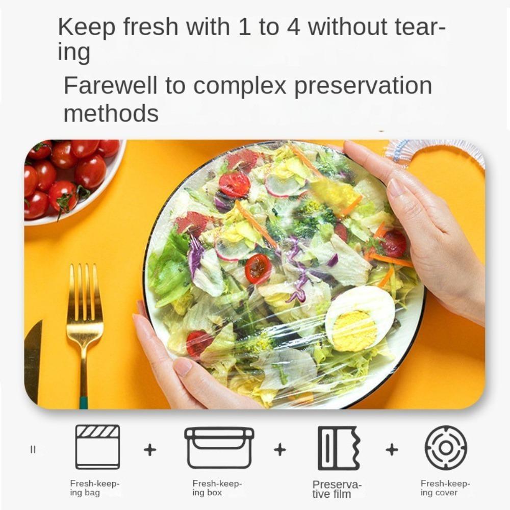 อีโซร์1 100/300/500ชิ้นฝาครอบอาหารทิ้ง,ที่มีสีสันยืดหยุ่นปากถุงพลาสติก,สะดวกสด-เก็บทิ้งอาหารเกรดพลาสติกยึดฟิล์มปกสําหรับผักผลไม้ - รูปที่ 4