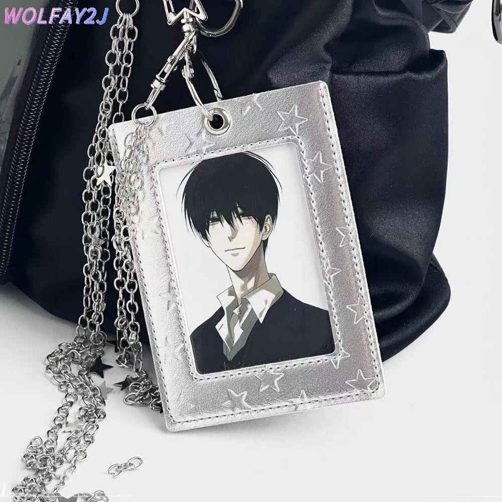ที่ใส่บัตร WOLFAY2J แบบProtective 3-inch leather cover กับ Korean-style silver star design สำหรับบัต