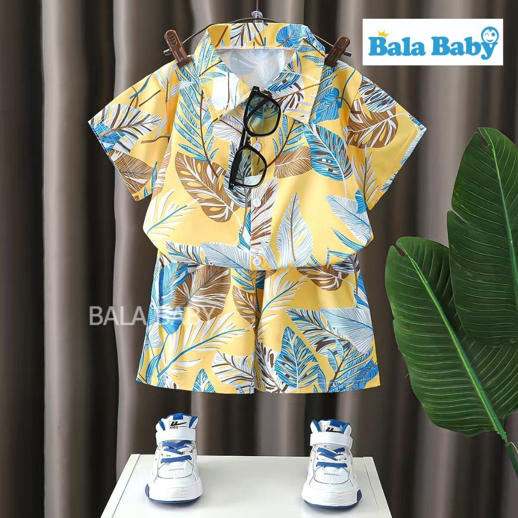 ชุดเซ็ตฮาวาย ชุดเซ็ตเสื้อเชิ้ตเด็ก เสื้อแขนสั้น+กางเกงขาสั้นฮาวายทะเล สงกรานต์ DXT15 รูปที่ 4