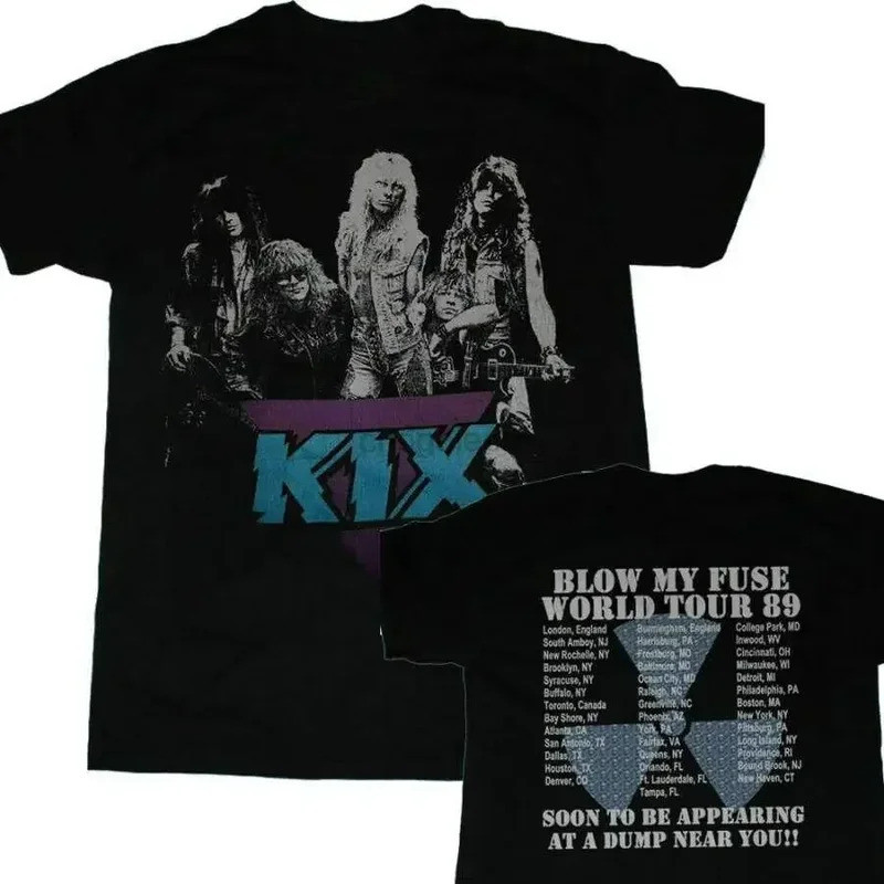 เสื้อวินเทจ Kix Blow My Fuse 1989 สองด้าน สีดำคลาสสิก ยูนิเซ็กส์ ไซส์ S-234XL รุ่น H404