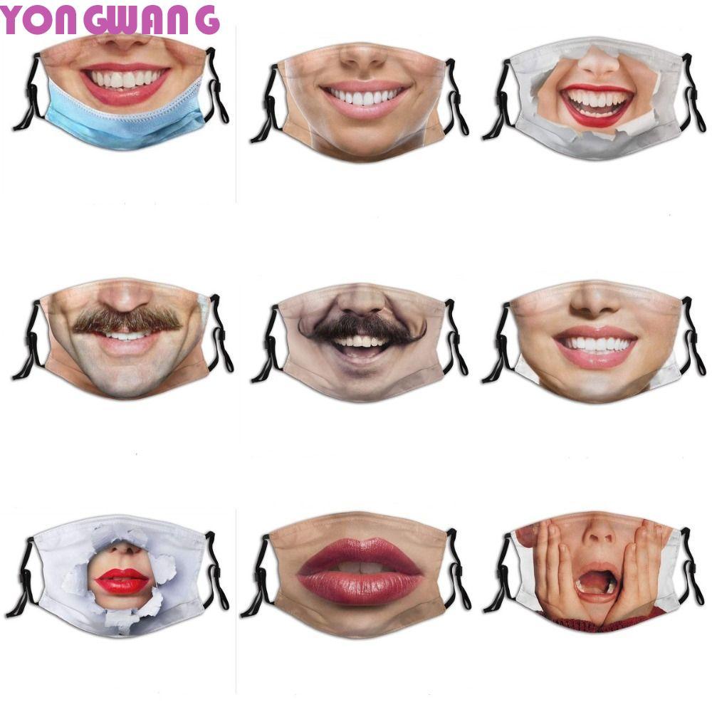 YONGWANG66HR 3D หน้ากากสามมิติ,การแสดงออกบนใบหน้า Breathable ตลกพิมพ์หน้ากาก,ป้องกันพิมพ์บุคลิกภาพ C
