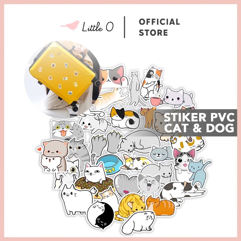 LITTLE O - PVC Cat & Dog Stickers Scratch Book Agenda Journal Book