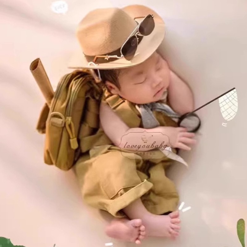 Innlike1 Cosy ทารกแรกเกิดการถ่ายภาพชุด Overalls หมวกสําหรับ 0-1 เดือน Baby Themed Photos