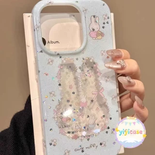 🔥YIYI🔥กระต่ายลูกแมวน่ารักสีชมพูโบว์โบว์ดอกไม้เคส IPhone 16 11 14 13 15 12ProMax 7Plus 8 14 7 15 Plus X XS Max XR SE2020