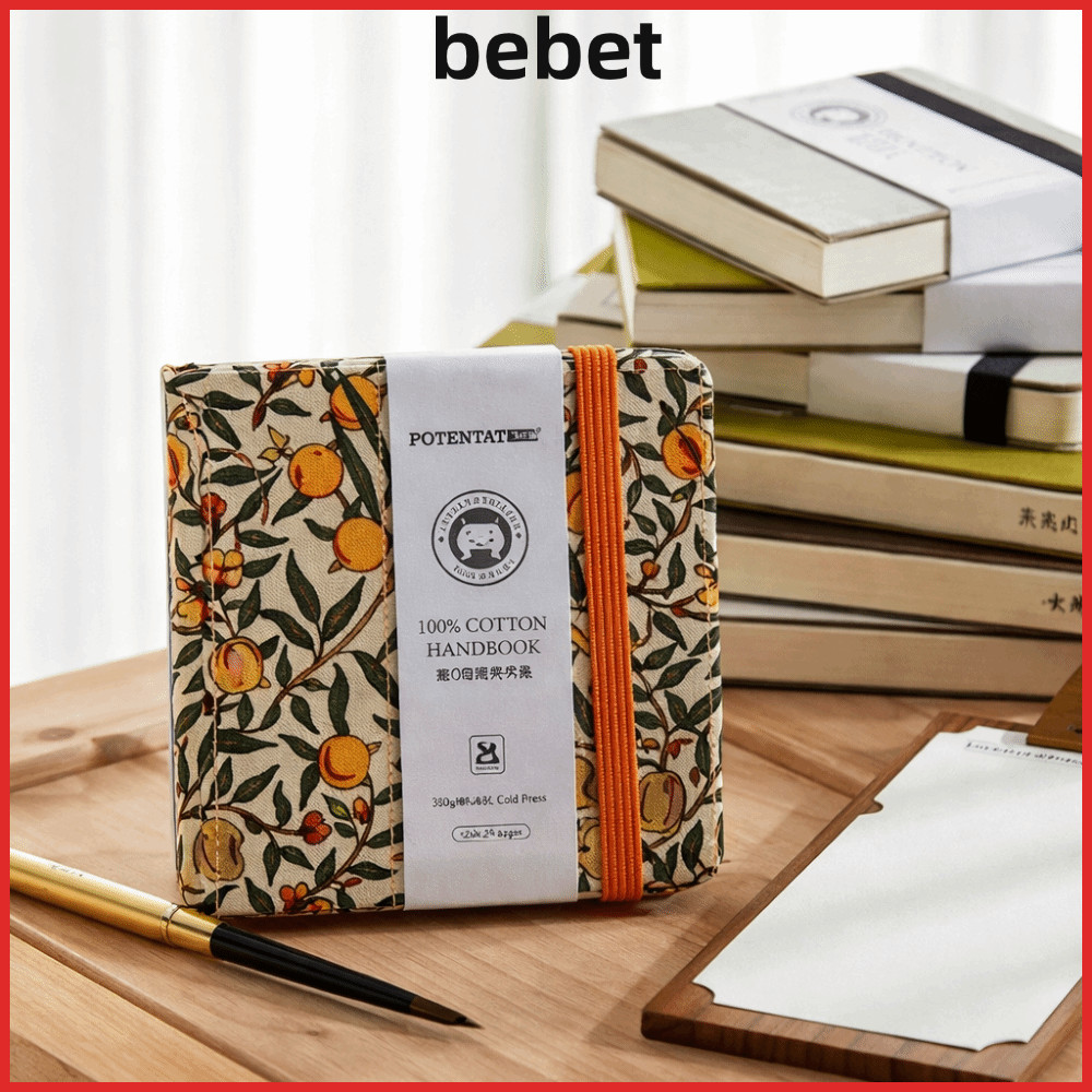 หนังสือกระดาษสีน้ํา BEBET, กระดาษวาดภาพศิลปะผ้าฝ้าย 100% ขนาด 300 กรัม, รูปทรงสี่เหลี่ยมมืออาชีพ 12 ซม.x12 ซม. Sketchbook ภาพวาดสีน้ํา