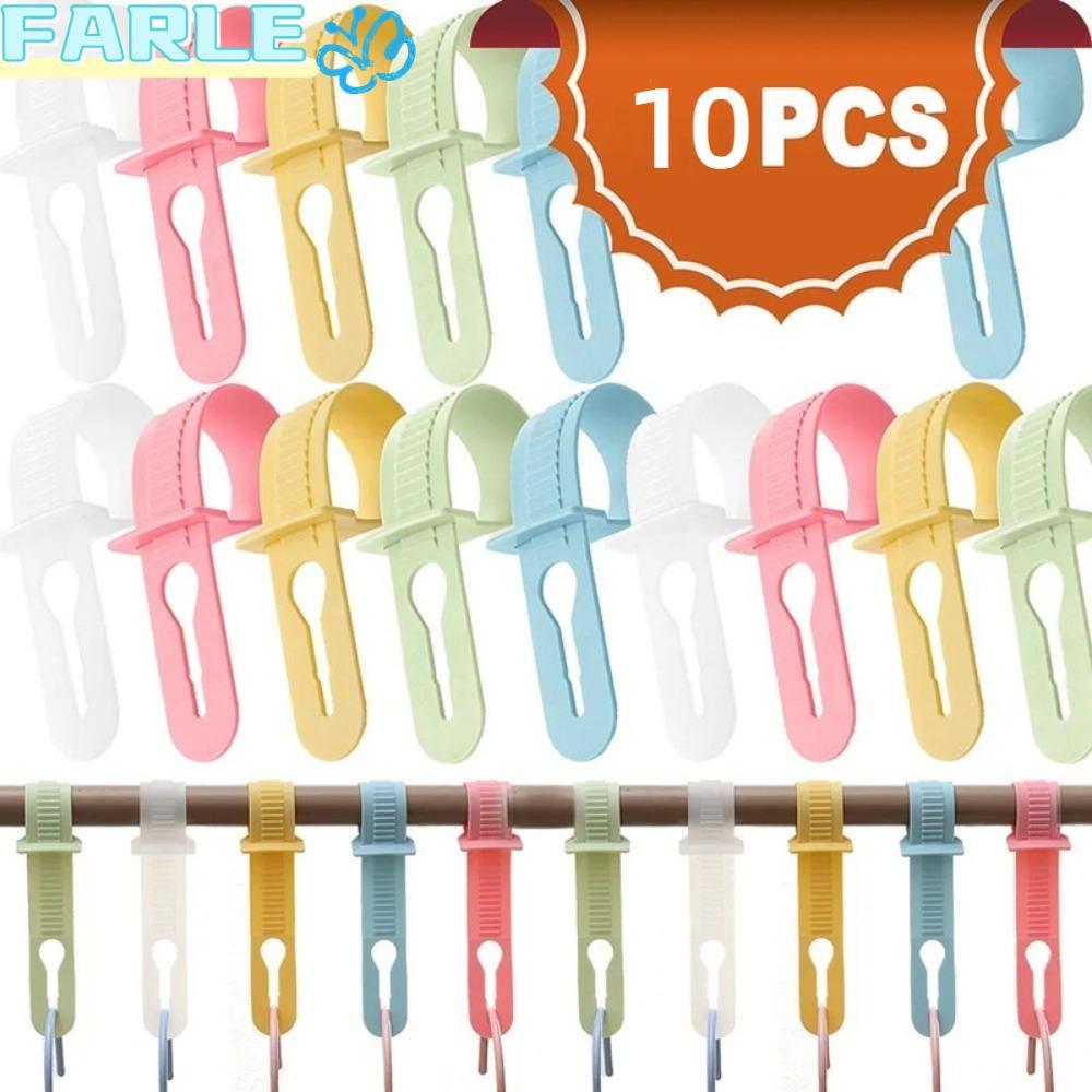FARL 10 ชิ้นแขวนหัวเข็มขัด, Anti-slip คุณภาพสูง PP คงที่ล็อคแขวน, เสื้อผ้า Rod ปรับ Windproof ป้องกันการถอดแยกสีสัน Rack Holder