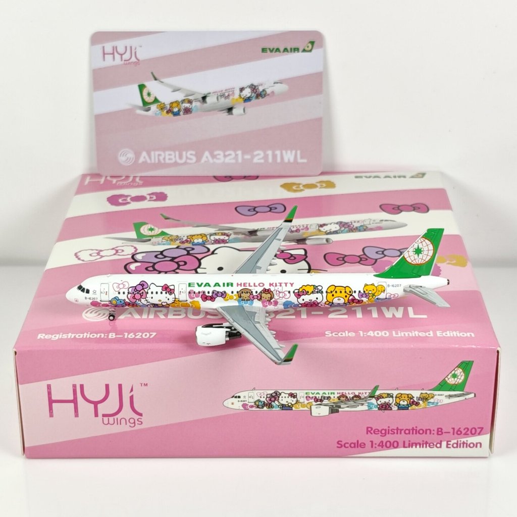 HYJLwings 1: 400 EVA EVA Air A321 B-16207 โมเดลเครื่องบินโลหะผสม