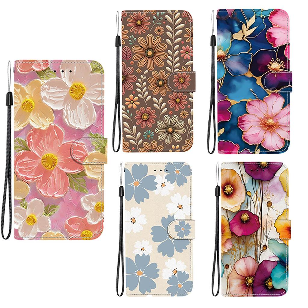 3D น่ารักทาสีหนังขาตั้งกระเป๋าสตางค์สําหรับ Redmi 12 13 13C 13R 15C A3 A5 Turbo 4 4G 5G เคสโทรศัพท์
