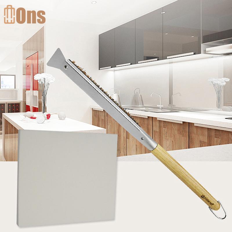 Ons แปรงเตาอบพิซซ่าด้ามไม้ Grill Scraper แปรงทําความสะอาดในครัวเรือนเครื่องมือพิซซ่าสําหรับเตาอบทําค