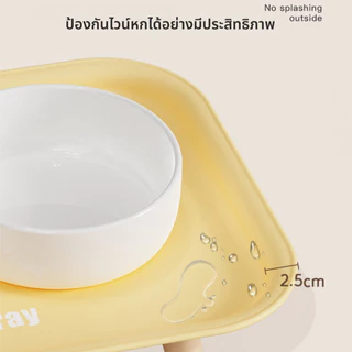 ถาดอาหารแมว ชามอาหารแมวเซรามิก ทำความสะอาดง่าย ปกป้องกระดูกสันหลังคอ อุปกรณ์สำหรับสัตว์เลี้ยง