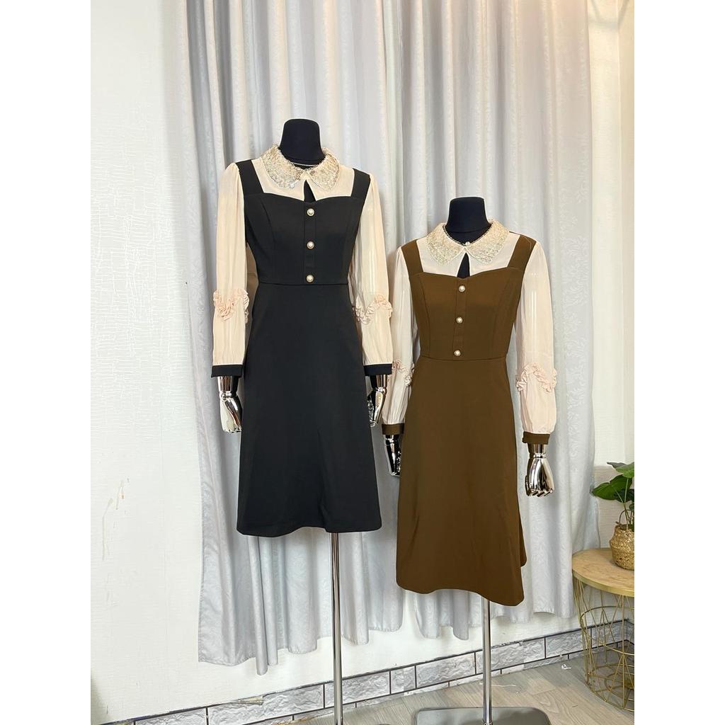 KOREAN BROWN DRESS M FD-111022.09-ง