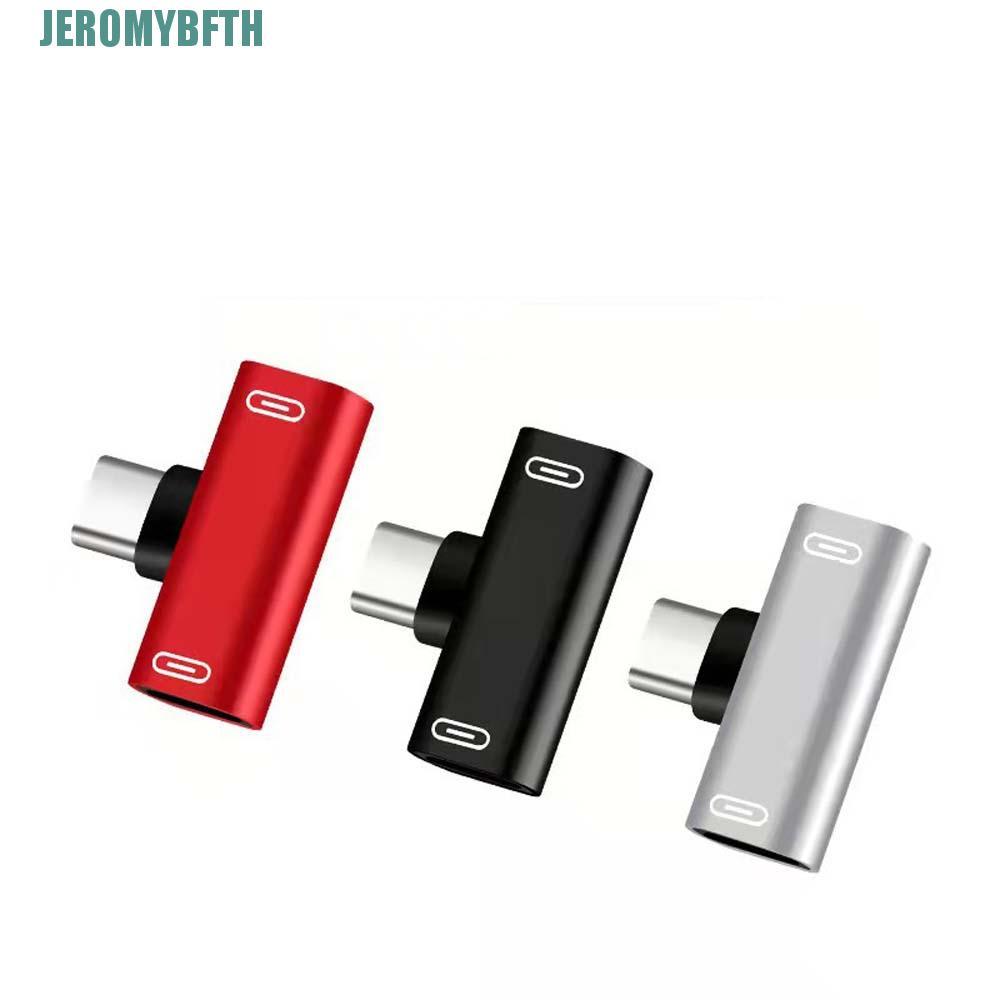 JEROMYBF อะแดปเตอร์ Type-C Type C 2 in 1 Dual Type C หูฟังตัวแปลงหูฟัง