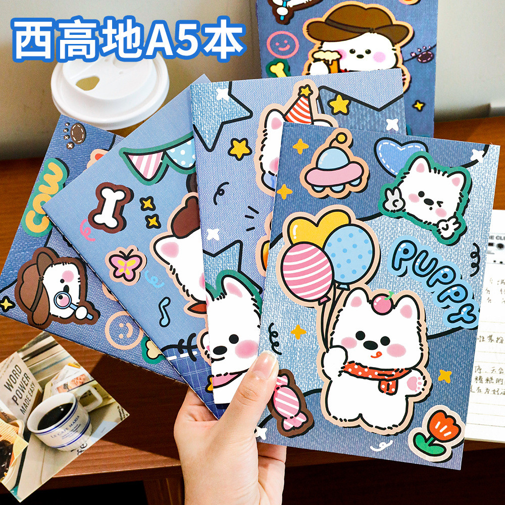 West Highland Notebook Cartoon Puppy a5 Notepad การเรียนรู้เครื่องเขียนรางวัลของขวัญเครื่องเขียนนักเ