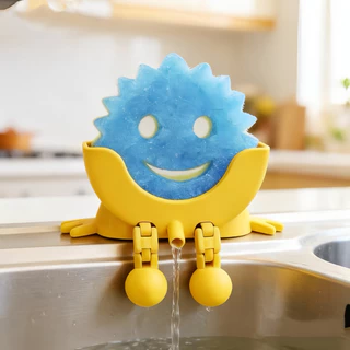 【ที่วางฟองน้ำ】 Scrub Daddy ที่ใส่ฟองน้ำล้างจาน แบบตลก ระบายน้ำได้ มีแขนขา ใช้กับอ่างล้างจาน ไม่ทำให้ฟองน้ำเหม็นอับ