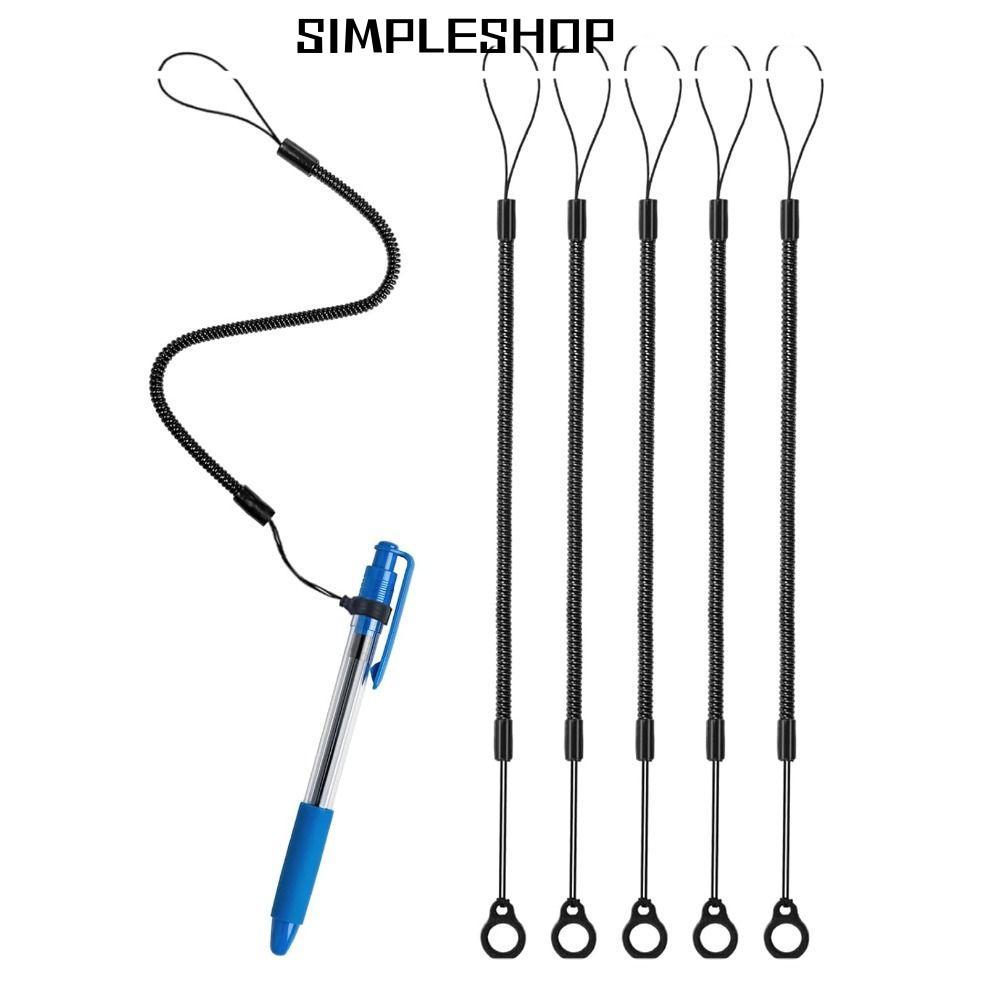 SIMPLESHOP เชือกเส้นเล็กปากกา 5 ชิ้น, สายจูงปากกายืดหยุ่นความยาว 40 ซม., สํานักงานสไตลัสป้องกันการสูญหายแบบมืออาชีพแบบพับเก็บได้