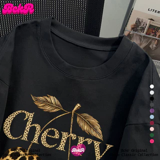 【จัดส่งตลอด24 ชั่วโมง】🔥BCKR เสื้อผญ เสื้อ เฉพาะกลุ่ม ลายเชอร์รี่🍒oversize ผ้านุ่ม คอกลม เสื้ YG4907