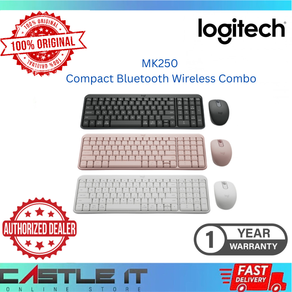 ชุดคีย์บอร์ดและเมาส์ไร้สาย Bluetooth ขนาดกะทัดรัด Logitech MK250