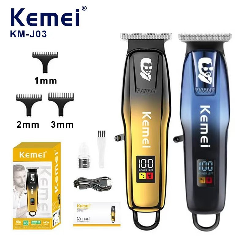 Kemei KM-J03 สําหรับใช้ในบ้าน ไร้สาย เครื่องตัดผมชาร์จไฟฟ้า Zero Gap Finishing ผู้ชาย มืออาชีพ