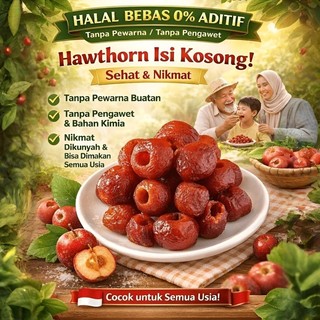Resep Sehat 0 Aditif/Tanpa Biji Buah Hawthorn Penurun Kolesterol/Gula/Darah | Manis & Asam Alami, Daging Buah Tebal, Camilan Sehat Tanpa Pengawet/Pewarna | Buah Hawthorn Utuh/Kering/Camilan Diet Sehat