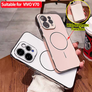 เคส Vivo V70 Case เคสแบบแม่เหล็กกันกระแทกพร้อมฟิล์มป้องกันเลนส์กล้อง เคสโทรศัพท์หรูแบบด้านแข็งพร้อมสัมผัสฝ้า ป้องกันรอยนิ้วมือ
