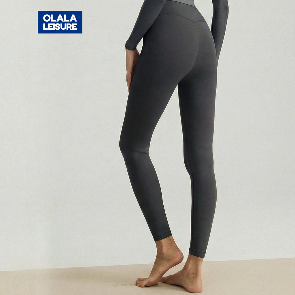OLALA LEISURE กางเกงออกกำลังกายผู้หญิงเอวสูง ยืดหยุ่นสูง สีนู้ด สำหรับผู้หญิง