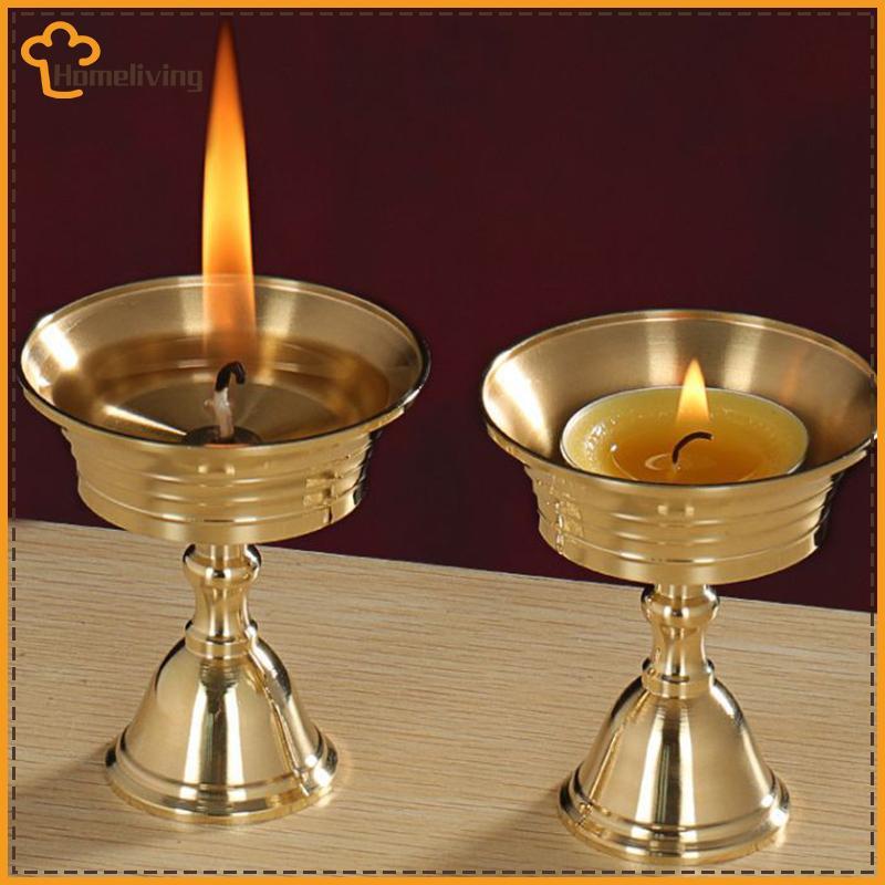 บ้าน 1PC เชิงเทียนทองแดงโคมไฟเนยผู้ถือโคมไฟยาว Candlesti ใส่เทียนถ้วยทองแดงตกแต่งบ้าน TH