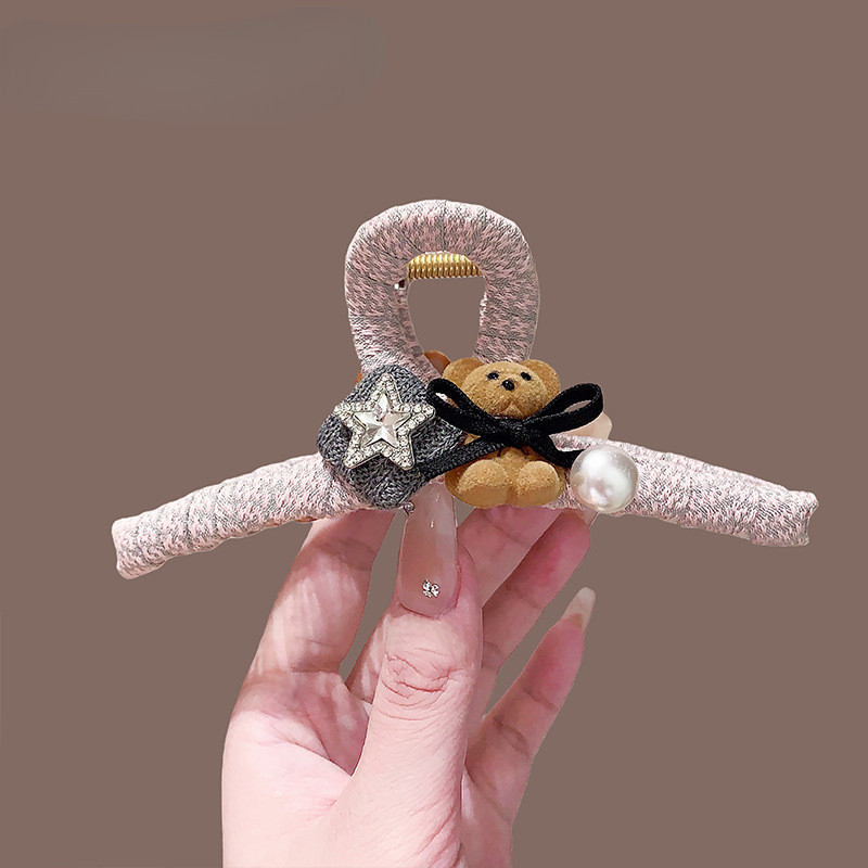 Bear Clip Headdress Female Sweet All-Match Shark Clip Hair Volume Multiple Back Head Full Plate Hair