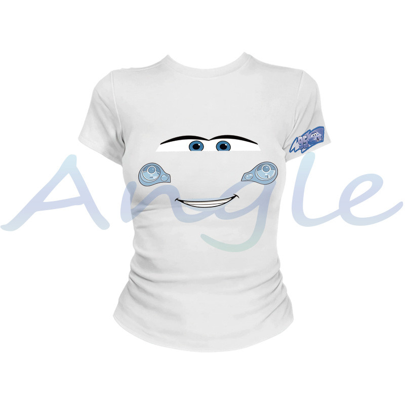 (จัดส่งตลอด 24 ชั่วโมง）Angle Official เสื้อยืดลำลองผู้หญิง พิมพ์ลายหน้ายิ้มสุดน่ารักสไตล์สาวอเมริกัน ทรงเข้ารูป T10
