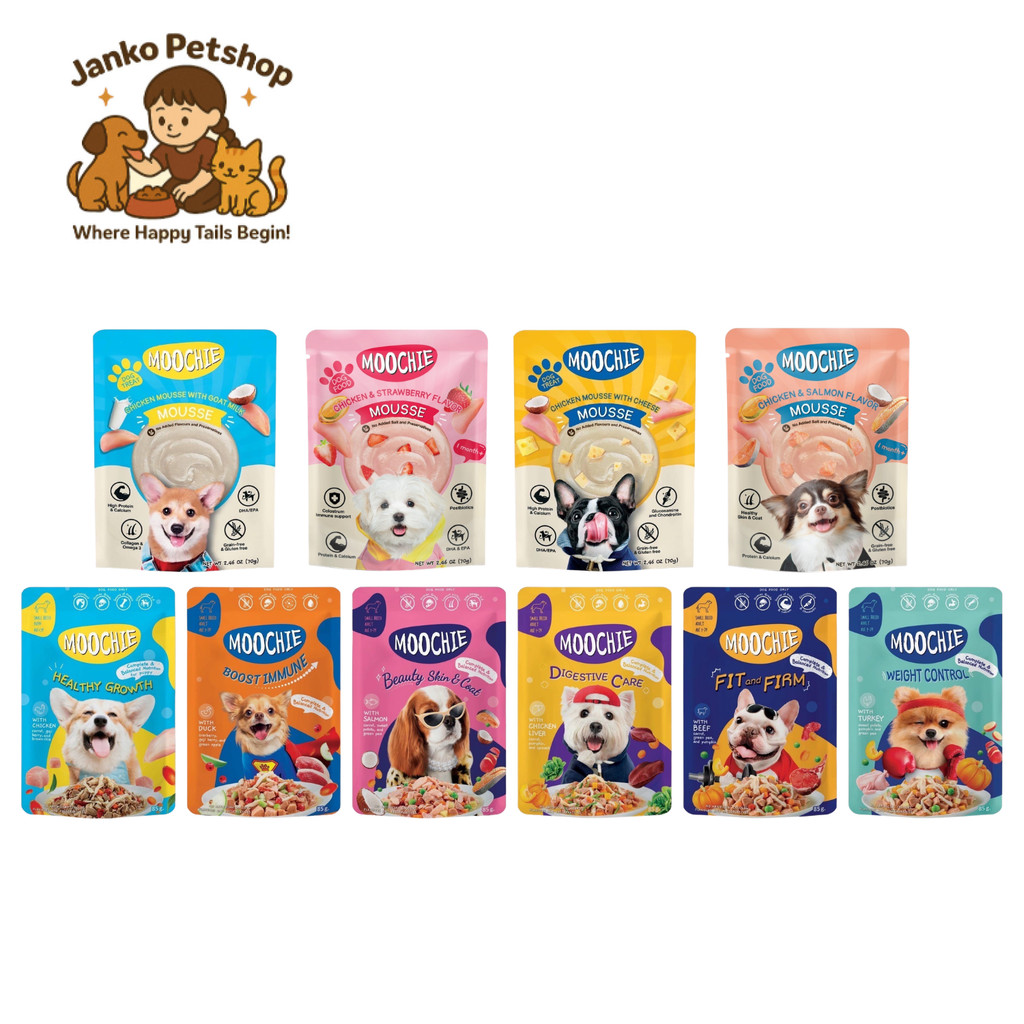 Moochie มูชี่ อาหารเปียกสุนัข ลูกสุนัข สุนัขโต Complete&Balanced ไม่เติมเกลือ เปียกสุนัข 70-85g