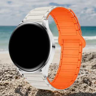 20 มม.22 มม.ห่วงแม่เหล็กสําหรับ Samsung Galaxy watch 7FE 6/5 pro/4/Classic/active2 สร้อยข้อมือซิลิโคน huawei GT 2-2e 3-4-5 สาย