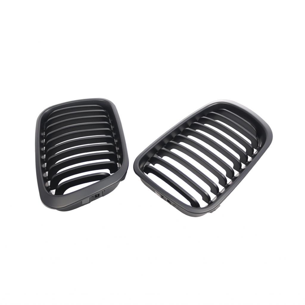 Niceshopper.th Fangzi กระจังหน้ารถ 2 ชิ้น กระจังหน้าสีดำด้าน สำหรับ E46 3 Series 4 ประตู 1998-2001