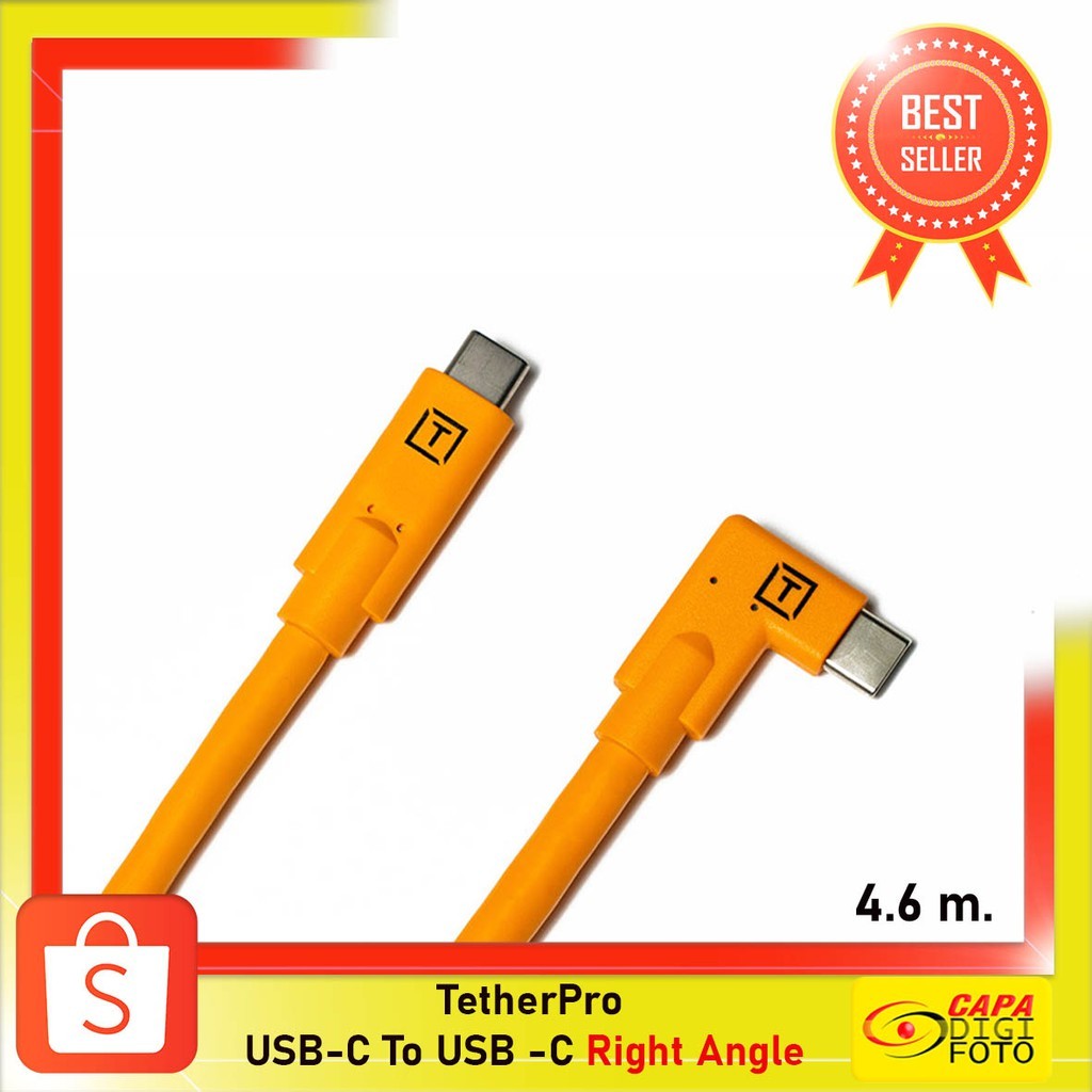 Tether Tools CUC15RT TetherPro USB-C To USB -C Right Angle ยาว 4.6 เมตร TetherTools CUC15RT-ORG